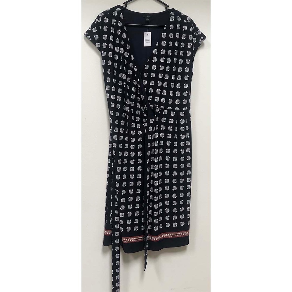 Dress Sea Shell Print with Tie at Side Ann Taylor